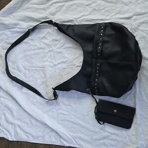 Black leather purse with wallet